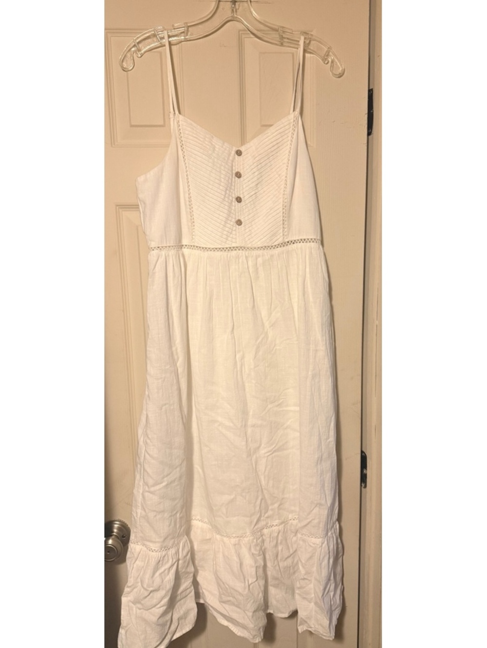 Women’s Doe & Rae White Linen Midi Dress L Large Sundress